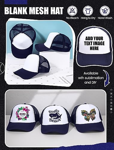 Tarpop 10 Pcs Sublimation Blank Trucker Hats Bulk - color: Navy and White