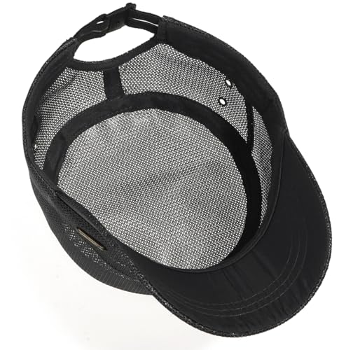 Initlove Cadet Army Cap for Men Women Military Hat Mesh Flat Top Hats for Summer - color: Black