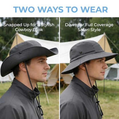 WANDER Sun Bucket Hat UPF 50+ Quick-Dry Wide Brim Fishing Boonie - color: Dark Grey