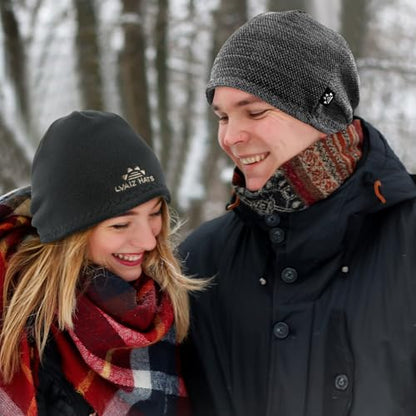 Lvaiz Winter Beanie for Men Women Warm Fleece Lined Reversible Skull Cap - color: Mixed Grey+dark Grey
