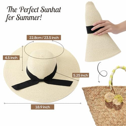 Tavaleu Beach Hat Foldable Wide Brim UV Protection for Women Summer Sun Hat - color: Beige