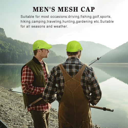 Xinveen Men's Mesh Cap Breathable Summer Newsboy Hat Adjustable Beret Ivy Cap Irish Cabbie Driving Hunting Hats - color: Electric Green