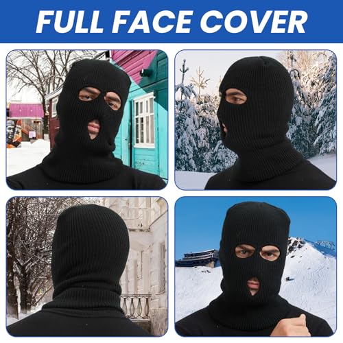 TOPTIE 3 Hole Full Face Balaclava, Double Knit Acrylic Winter Mask - color: Neon Yellow