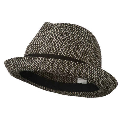 Men's Fedora with Paper Straw Braid - color: Black Grey, size: Large