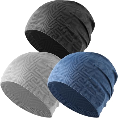 Fashion Cooling Skull Cap Sweat Control Breathable for Men Women 3 Pack - color: Black/Gray/Blue