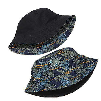 Umeepar Unisex Reversible Packable Bucket Hat Sun Hat for Men Women - color: Banana Tree Dark Blue