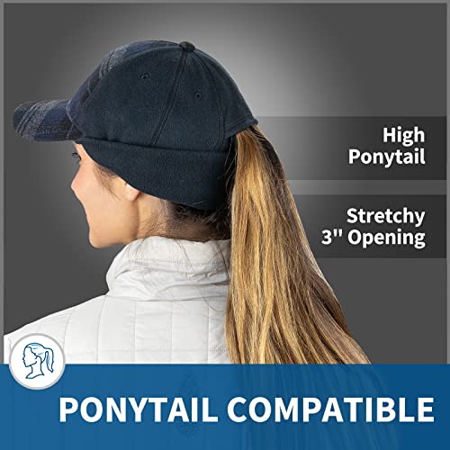 TrailHeads Women's Ponytail Trucker Hat, Running, Hiking & Outdoor Sports - color: Blue Plaid