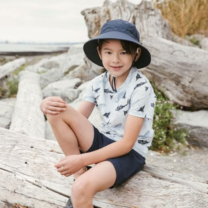 JAN & JUL Kids' Quick Dry Beach Bucket Sun-Hat for Swimming - color: Dark Navy, size: 5-12 Years