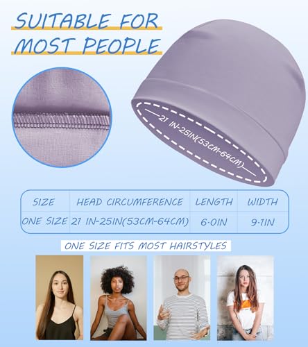 Cotton Skull Cap Sleep Cap Beanie Helmet Liner for Men Women - color: Set D-black,light Blue,light Purple