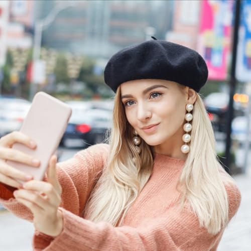Jolbndcv 6PCS Beret, French Beanie, Outdoor, Winter, Fashion Lady Hat - color: 6 Pcs Black