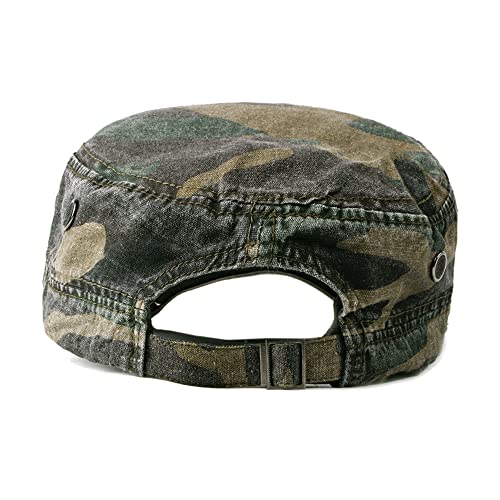 Unisex Military Army Hat Men Women Baseball Cap Flat Top Cap Adjustable Camo Cadet Cap - color: Camo