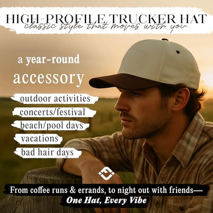 Funky Junque Adult Trucker Snapback Hat 2-Tone Baseball Cap - color: Brown/Beige