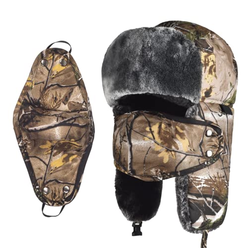 Winter Trapper Hats Ushanka Russian- Men Women Trooper Ear Flaps Hunting Face Masks Ski Snow Cold Weather - color: Camouflage Color