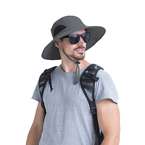 YR.Lover.Outdoor Boonie Men and Women's Hat Sun Protection Waterproof Cap for Safari Fishing Hunting Bucket Hat - color: Dark Gray