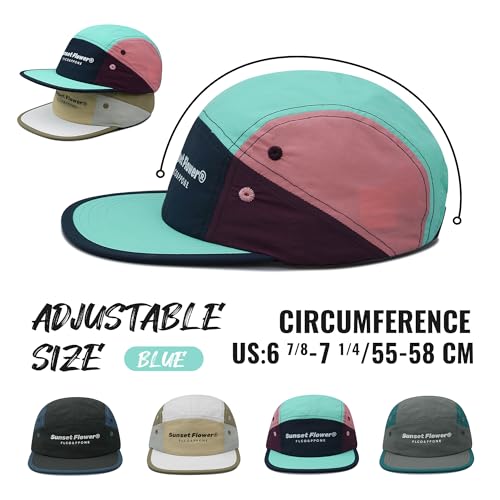 Croogo Quick Drying 5 Panel Baseball Cap Colorful Lightweight Flat Bill Hat - color: M-dfb1-black