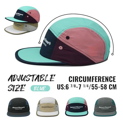 Croogo Quick Drying 5 Panel Baseball Cap Colorful Lightweight Flat Bill Hat - color: M-dfb1-gray
