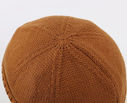 Home Prefer Mens Winter Hat Knit Earflap Hat Stocking Caps with Ears Beanie Hat - color: Brown