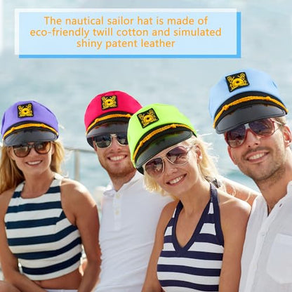 8 Pieces Captain Hats Adjustable White Sailors Navy Marine Admiral Caps for Yacht Theme Party Costume Accessory - color: Style 6