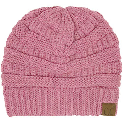 CC Classic Winter Fall Trendy Chunky Stretchy Cable Knit Beanie Hat - color: Solid New Lavender