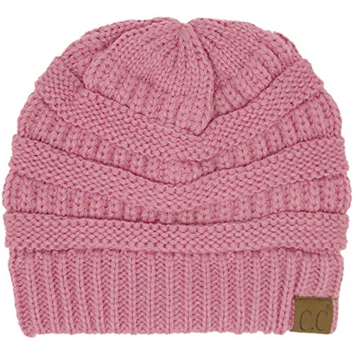 CC Classic Winter Fall Trendy Chunky Stretchy Cable Knit Beanie Hat - color: Solid New Lavender