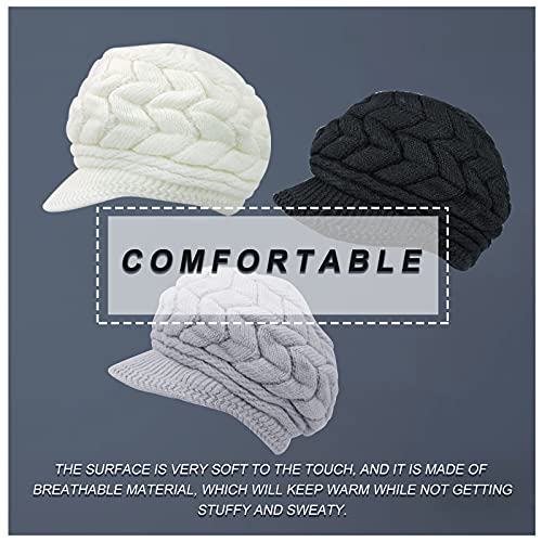 Andiker Winter Knit Hat for Women, Slouchy Beanies Cap with Brim, Warm Fleece Lined Women Thick Hat - color: Grey