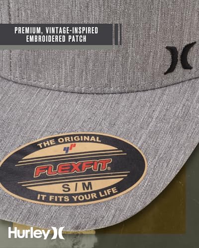 Hurley Mens Mini Icon Mesh Panel Fitted Trucker Baseball Cap - color: Grey Heather, size: Small-Medium