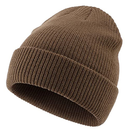 Connectyle Classic Double Layer Knit Beanie Hat Warm Thick Acrylic Winter Hats Daily Cuffed Beanies Watch Hat for Men Women - color: Light Coffee