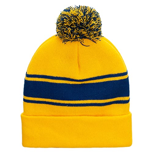 e4Hats.com Striped Pom 12 inch Cuff Long Beanie - color: Gold White
