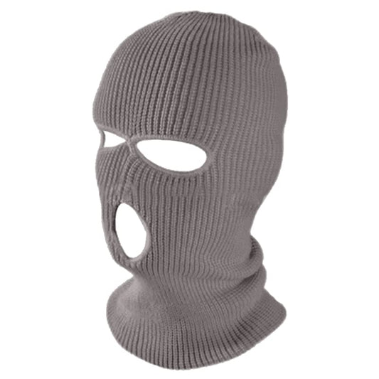 TOPTIE 3 Hole Full Face Balaclava, Double Knit Acrylic Winter Mask - color: Grey