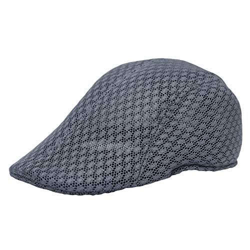 WITHMOONS Breathable Mesh Summer Hat Newsboy Ivy Cap Cabbie Flat Cap UZ30053 - color: Grey