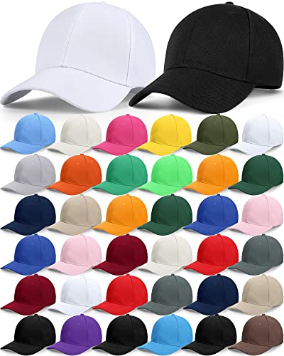 Foaincore 36 Pack Blank Baseball Cap Bulk Adjustable Back Strap Sublimation Hats Plain Unisex Trucker Hat for Men Women - color: Colorful