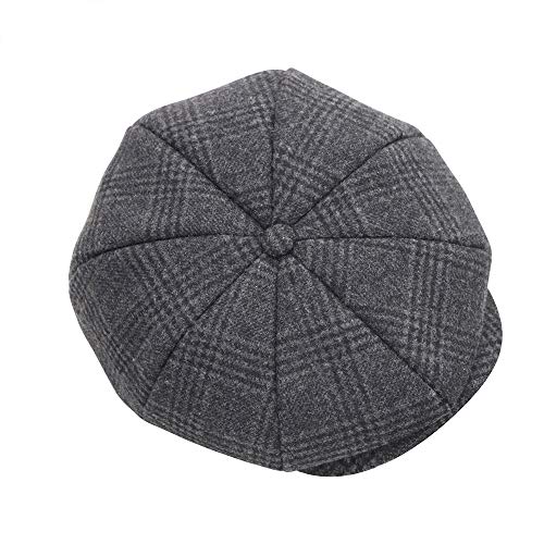 jerague Wool Newsboy Cap for Men Women - Classic Vintage Gatsby Lvy Cabbie Hat Flat Beret Cap Adjustable Size - color: Grey, size: X-Large-XX-Large