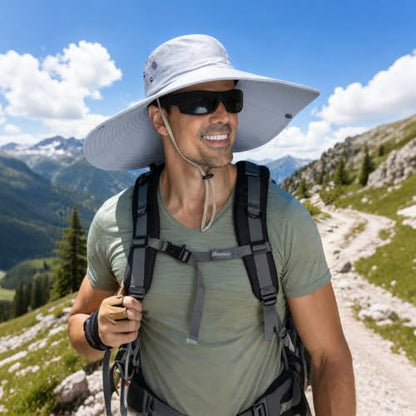 HUAMULAN Men Wide Brim Sun Hat Summer Outdoor Women Bucket Fishing Hats - color: A1-qianhui