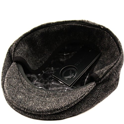 EPOCH Wool Blend Herringbone Winter Ivy Cabbie Hat w/Fleece Earflaps – Driving Hat - color: Ive2341dk Gray, size: Large