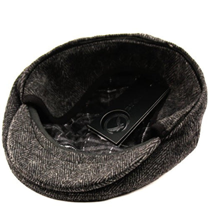 EPOCH Wool Blend Herringbone Winter Ivy Cabbie Hat w/Fleece Earflaps – Driving Hat - color: Ive2341dk Gray, size: Large