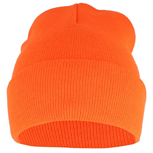 Armycrew High Visibility Neon Color Cuff Long Winter Beanie Hat - color: Orange