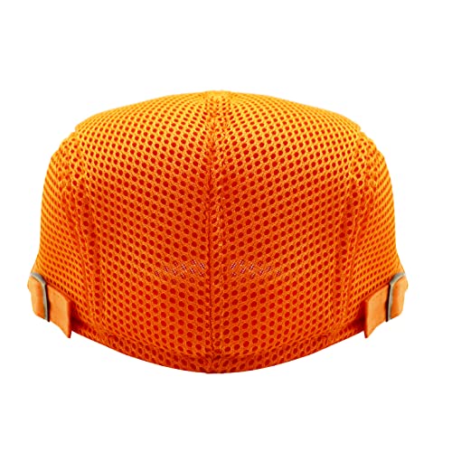 Lifup Unisex Mesh Newsboy Hat Breathable Summer Flat Cap - color: Orange