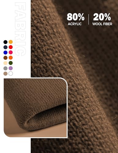 Beanie Hats for Men Women Knit Winter Hat, Warm Skull Stocking Cap, Striped Snow Hat Heated Cuffed Beanie - color: 2p-black+coffee