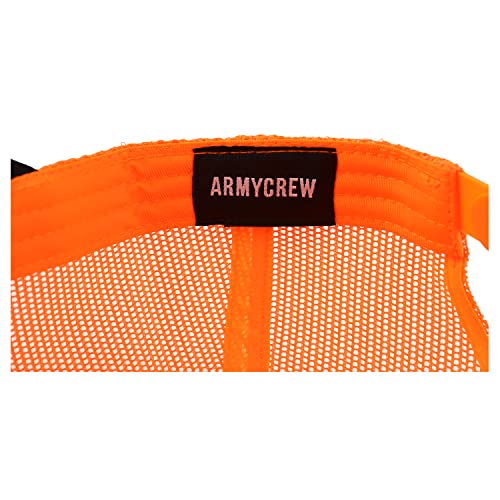 Armycrew Oversize XXL Low Profile Two Tone Mesh Back Trucker Baseball Cap - color: Black Neon Orange
