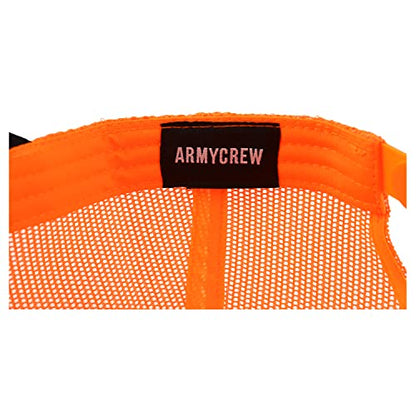 Armycrew Oversize XXL Low Profile Two Tone Mesh Back Trucker Baseball Cap - color: Black Neon Orange
