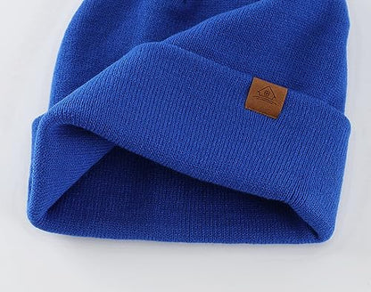 Home Prefer Mens Winter Hats Acrylic Knit Cuff Beanie Cap Warm Womens Beanie Hat - color: Bright Royal