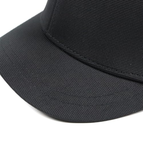 Short Brim Stretch Fitted Baseball Caps Men's Solid Structured Full Closed Cap Curved Brim Elastic Closed Back Hat K272 - color: Black