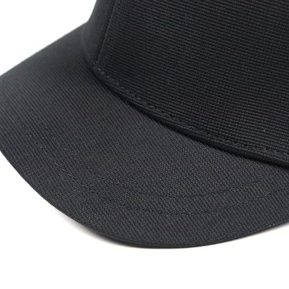 Short Brim Stretch Fitted Baseball Caps Men's Solid Structured Full Closed Cap Curved Brim Elastic Closed Back Hat K272 - color: Black
