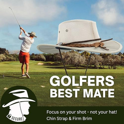 1048 Canvas Cooler - Australian Drover Sun Hat - Durable Canvas, Airflow Mesh, Lightweight, Wide Brim - color: Khaki, size: Medium