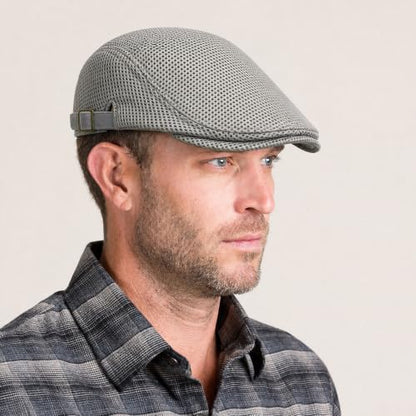 Initlove Mens Mesh Newsboy Cap Breathable Beret Ivy Hat Cabbie Driving Hats for Women - color: Light Grey