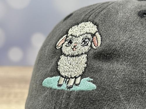 Adjustable Embroidery Animal Baseball Hat for Kid Toddler Child - color: Lamb (Washed Black)