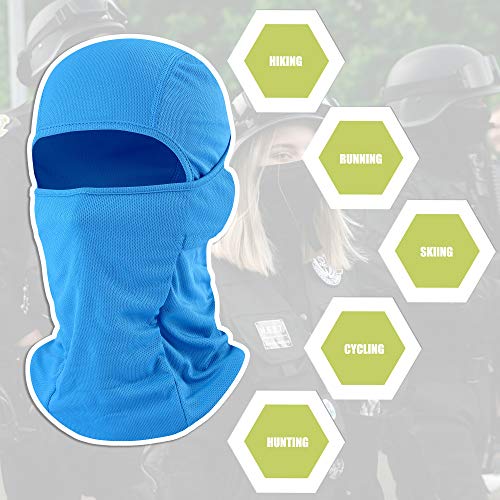 Balaclava Face Mask Adjustable Windproof UV Protection Hood - color: Light Blue
