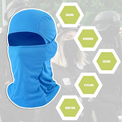 Balaclava Face Mask Adjustable Windproof UV Protection Hood - color: Light Blue