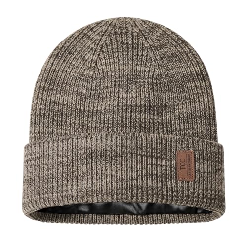 Beanie Fleece Lined Soft for Men Women | Winter Hats Warm Double Layered Stylish Knited Cuffed Plain Beanie Skull Cap | - color: A11- Beige/Coffee