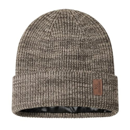 Beanie Fleece Lined Soft for Men Women | Winter Hats Warm Double Layered Stylish Knited Cuffed Plain Beanie Skull Cap | - color: A11- Beige/Coffee